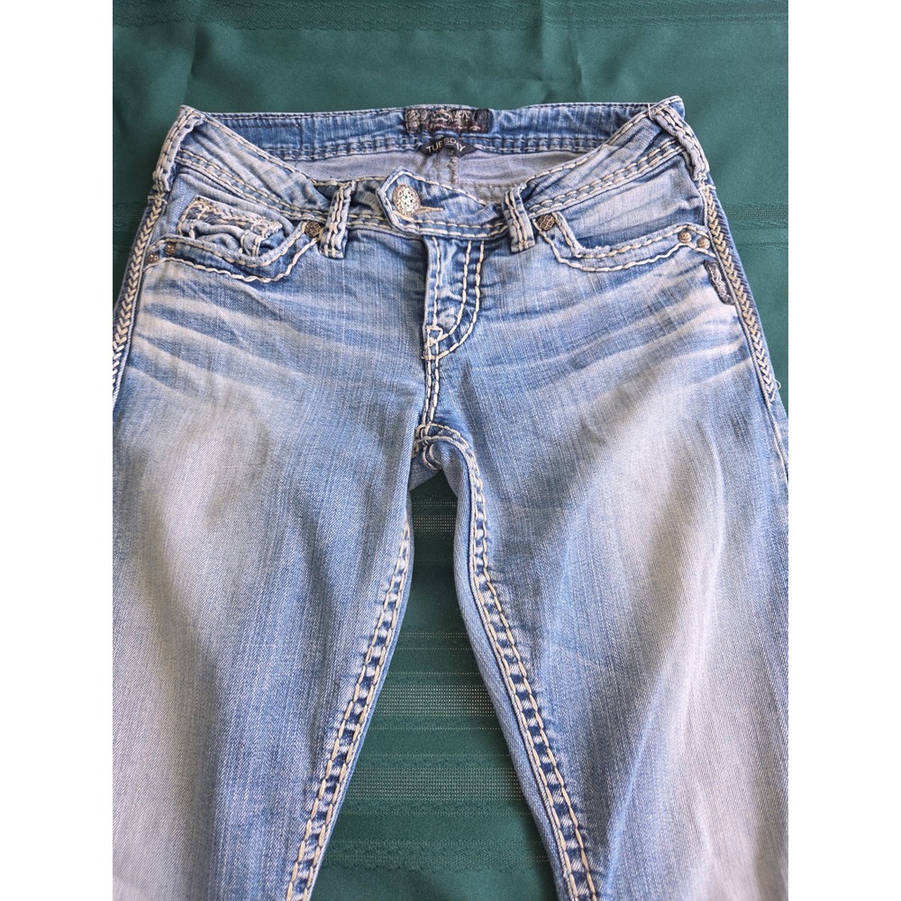 Silver Jeans Co Tuesday Slim Jeans Light Wash Thick Stitch Low Rise W28 L31